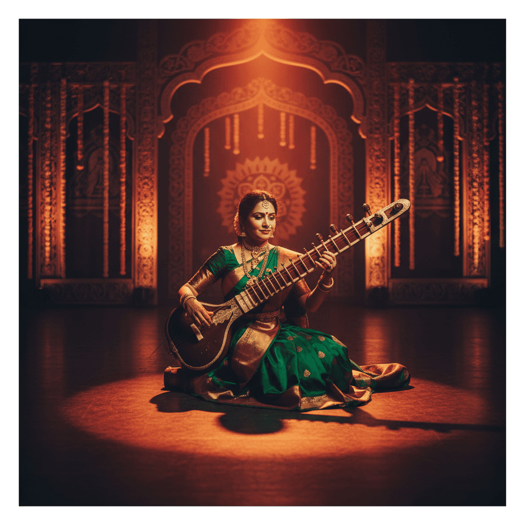 Female performer on stage at cultural festival